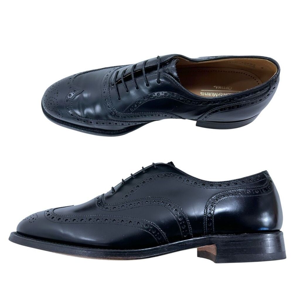 Johnston & Murphy Optima Black Leather Wing Tip Brogue Men's Size 10.5 - Picture 7 of 9